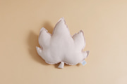 Coussin Feuille d’Érable en Lin Rose Poudré