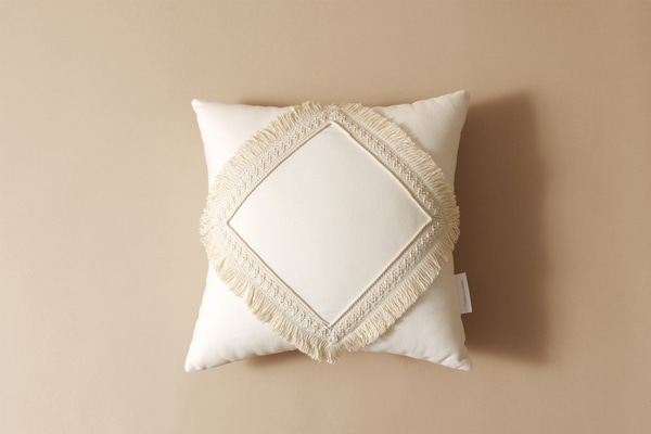 Boho Vanillla Cushion with Lace