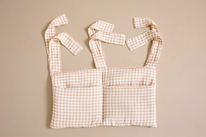 Tasca per letto - Piccoli Quadretti Beige