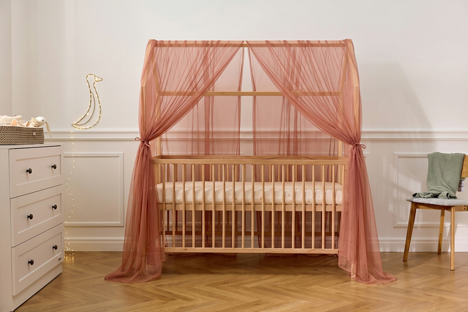 Hausbett-Himmel aus Tüll Altrosa - Modell L