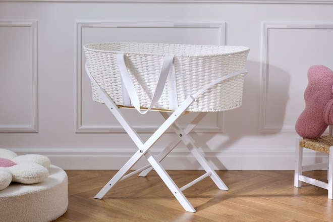 Couffin Blanc avec Matelas et Support Fixe