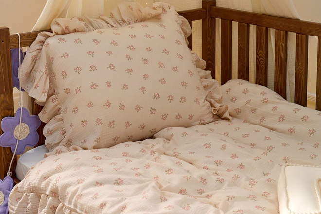 Juego de cama de muselina de algodón 140x200 - Flores Vintage