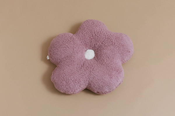 Coussin Marguerite Bouclé – Rose