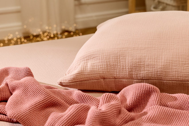 Ensemble Couette et Oreiller 120x170 Mousseline de Coton Avec Garnissage - Cacao
