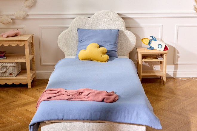 Juego de ropa de cama 120x170 con relleno - Azul Cielo