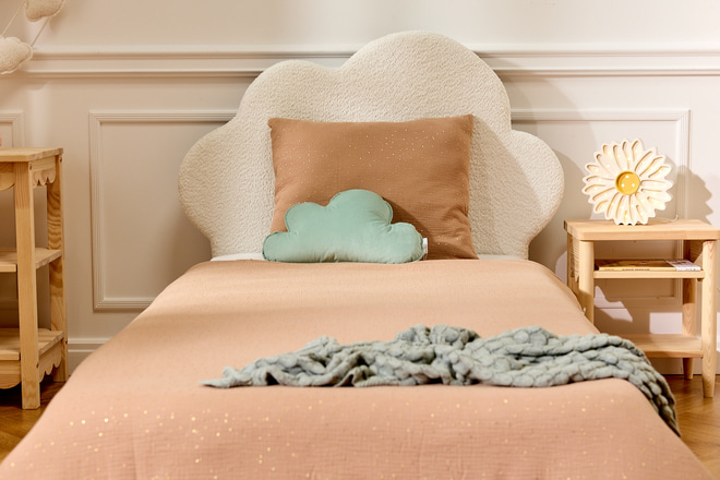 Juego de ropa de cama 120x170 con relleno - Camello y Lunares Dorados