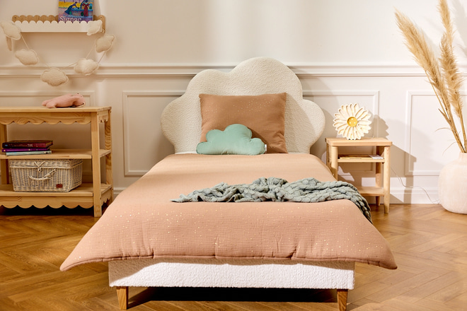 Juego de ropa de cama 120x170 con relleno - Camello y Lunares Dorados
