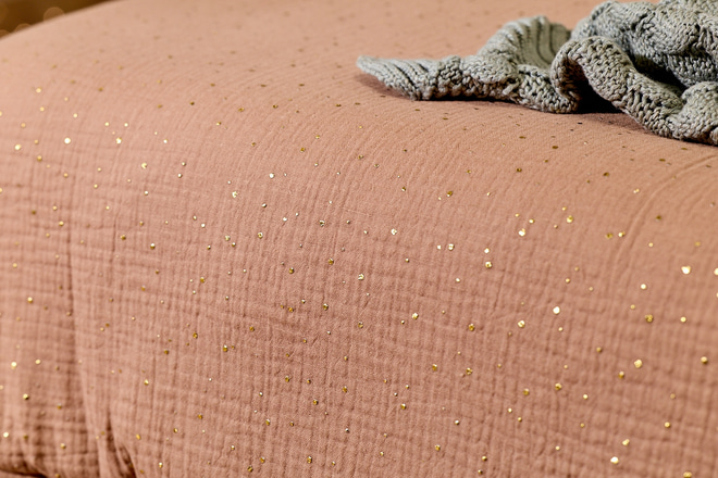 Juego de ropa de cama 120x170 con relleno - Camello y Lunares Dorados