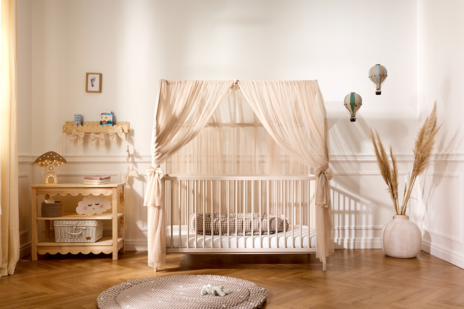 Bed Canopy in Tulle Beige - Model L