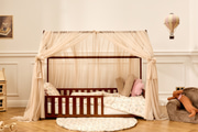 Telo per Letto a Capanna in Tulle Beige - Modello L