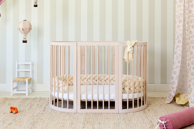 Ovale 9 in 1 Babywiege Mitwachsend - Misty Pink