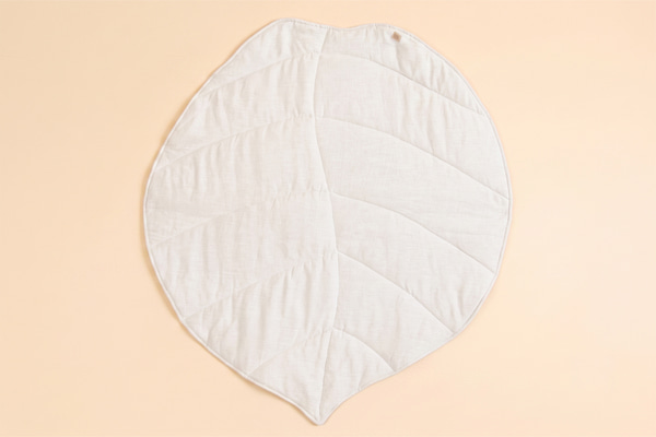 Tapis Lin Feuille Gris et Blanc