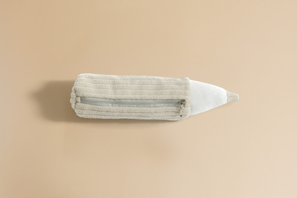 Trousse Crayon en Velours Côtelé Off White