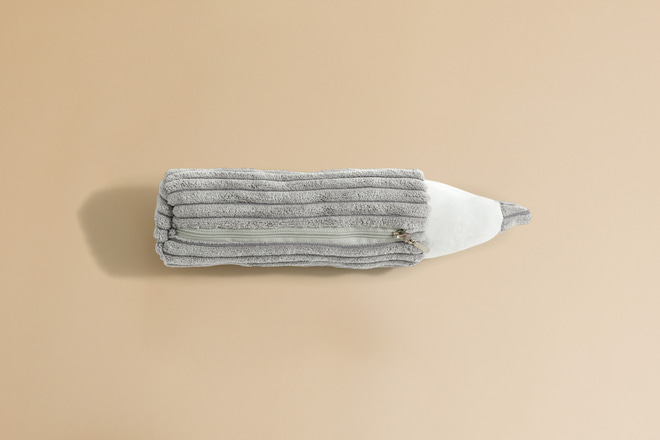 Trousse Crayon en Velours Côtelé Blueberry Grey