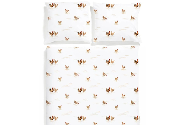Set copripiumino Raso di Cotone 140x200 - Galline