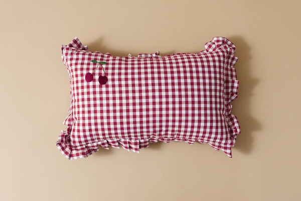 Checkered Cherry Cushion - Red