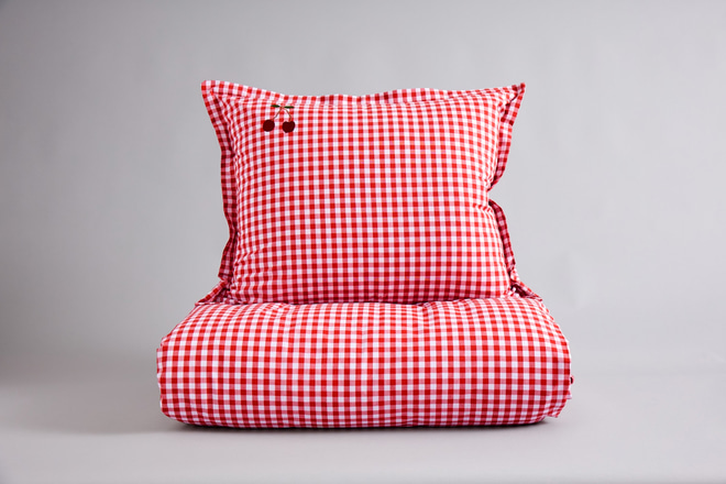 Copripiumino a Quadri Ciliegia - Rosso 140x200