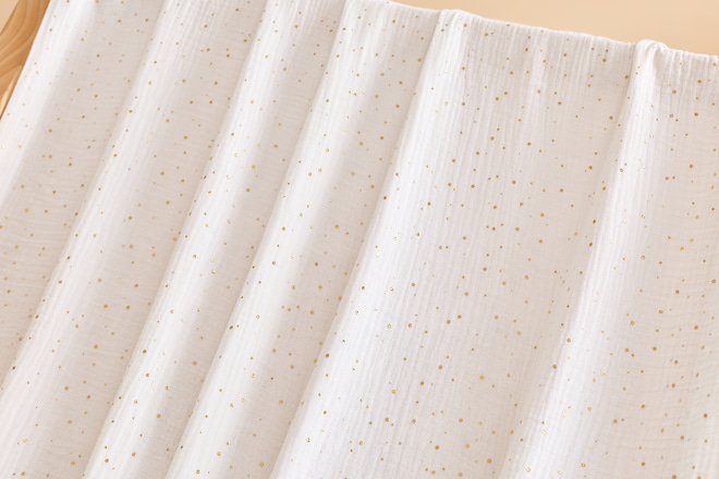 Tecido para Cama Casinha para Cão - Branco com Bolinhas Douradas