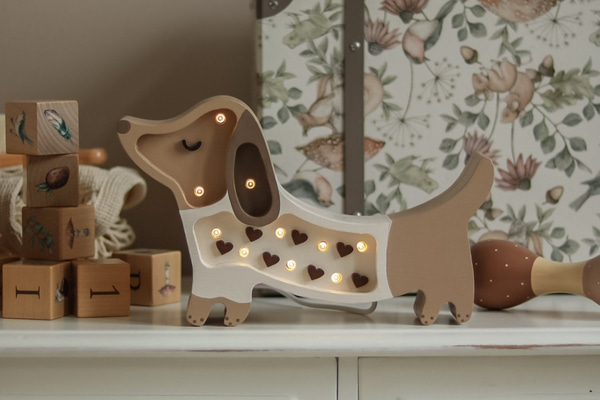 Mini lámpara LED Teckel con Corazones Chocolate - Little Lights