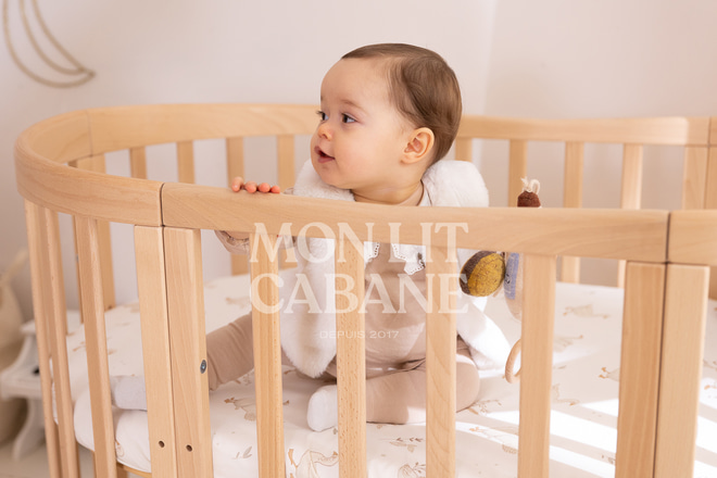 Ovale 7 in 1 Babywiege Mitwachsend - Natur