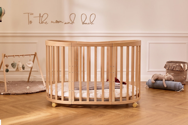 Ovale 7 in 1 Babywiege Mitwachsend - Natur