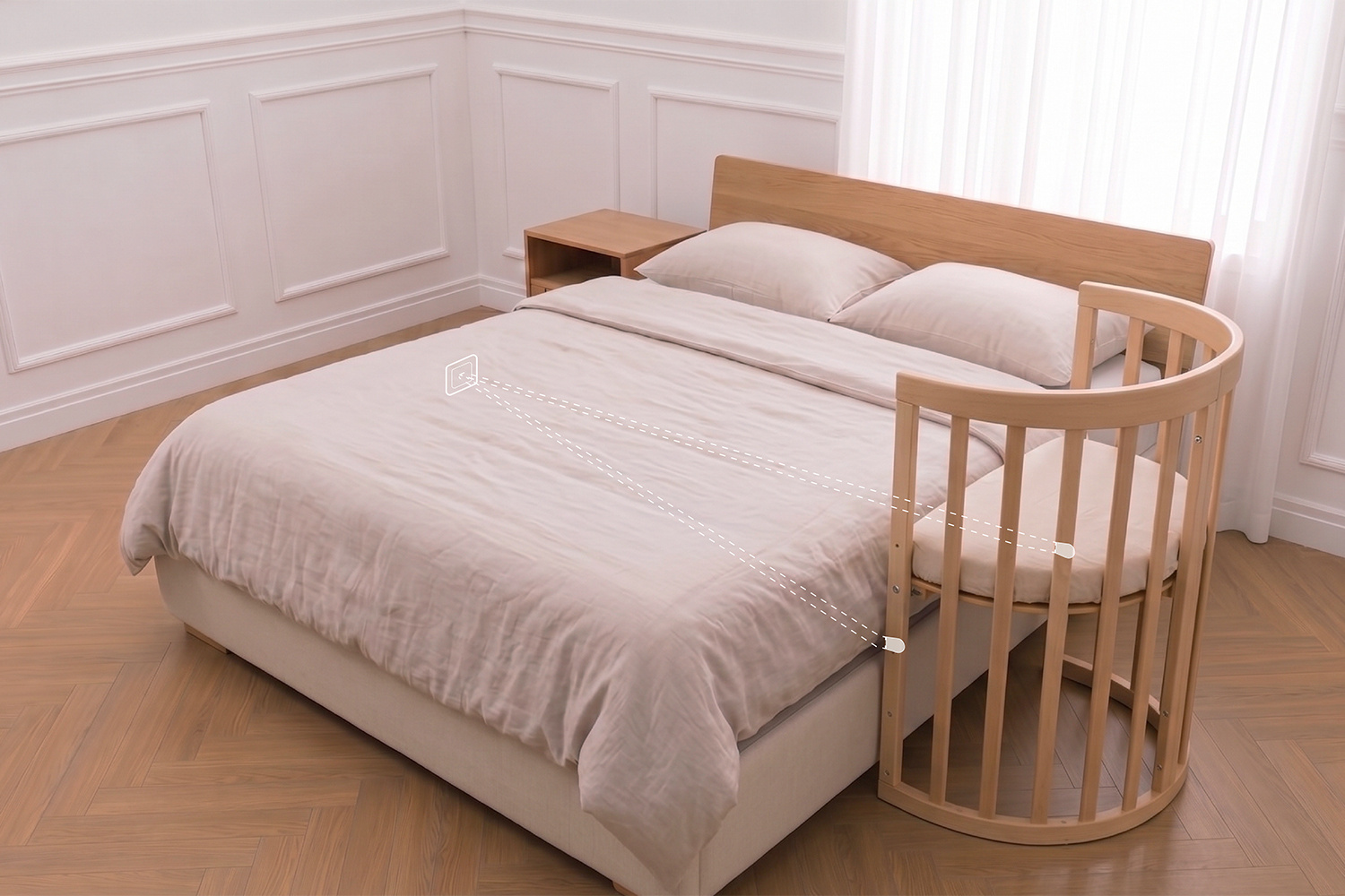 - Berceau Évolutif 7 en 1 Ovale avec Matelas - Naturel - Naturel (Mon Lit Cabane) - Image 4