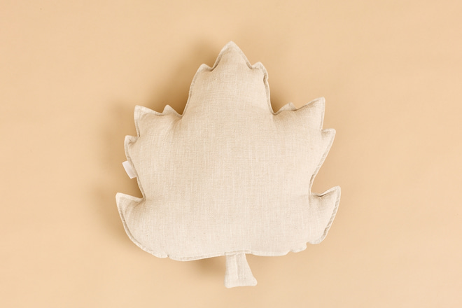Coussin Feuille d'Automne en Lin - Kaki