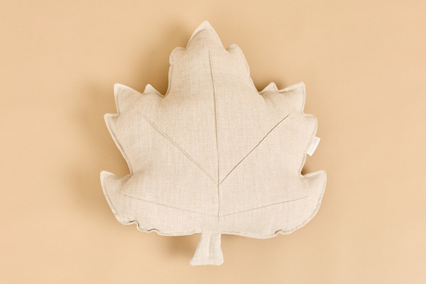 Coussin Feuille d'Automne en Lin - Naturel