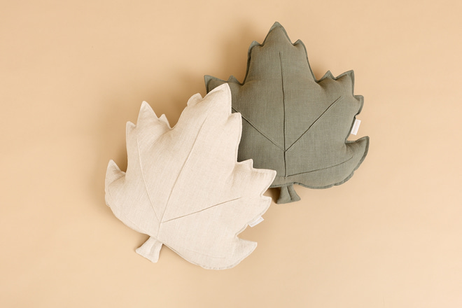 Natural Autumn Leaf Linen Cushion