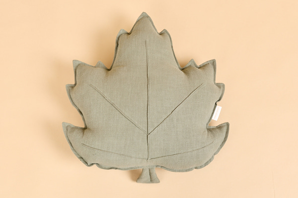 Coussin Feuille d'Automne en Lin - Kaki