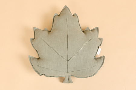 Coussin Feuille d'Automne en Lin - Kaki