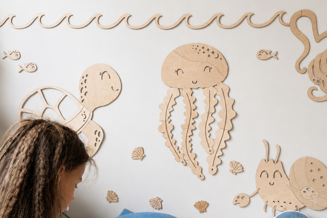 Décoration murale - Méduse en bois