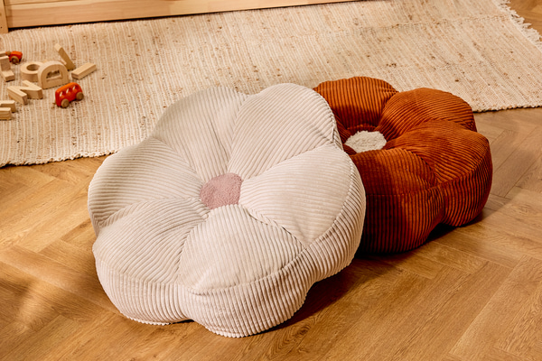 Corduroy Flower Pouffe – Cinnamon