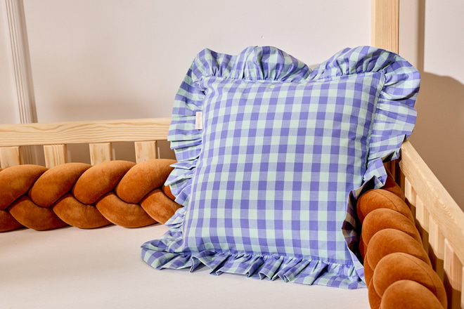 Funda de Cojín de Cuadros 40x40 cm – Azul