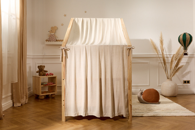 Toile de Lit Cabane - Lin et Viscose Naturel - Modèle DK