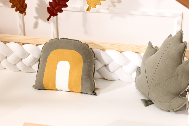 Coussin Arc en Cielen Lin Kaki