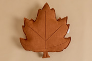 Coussin Feuille d'Automne en Lin - Caramel