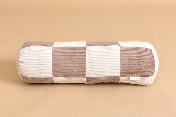 Corduroy Bolster Checkered Cushion – Cappucino