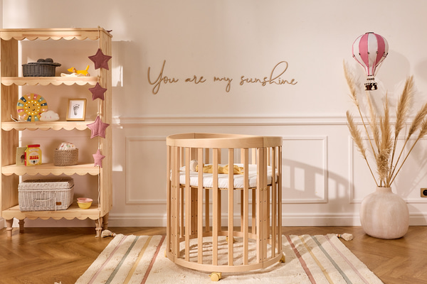 7 in 1 Ovale Babywiege Mitwachsend - Natur