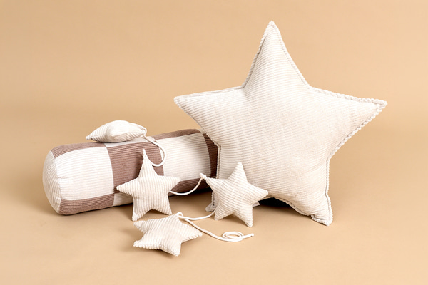 Ecru Star Corduroy Cushion