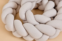 Flettet sengerand med 3 fletninger i vaffelvævet stof - naturfarvet - 1