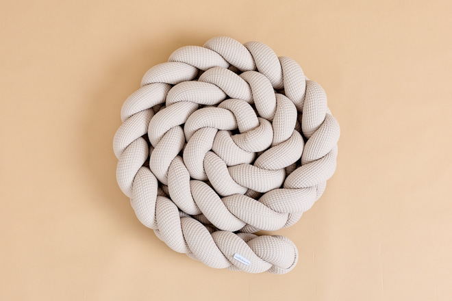Natural Waffle Fabric Bed Bumper - 3 Ropes - 2