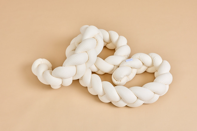 Bettschlange 3 Kordeln Waffelstoff - Creme