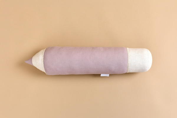 Coussin Crayon en Lin - Rose - 1