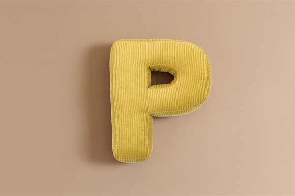 Buchstaben-Kissen P - Honig Kord