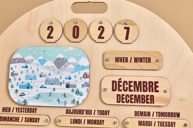 French-English Wooden Montessori Calendar - 5