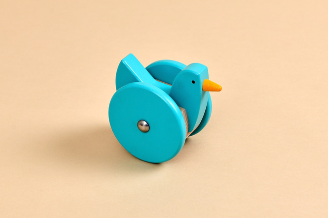 Poule en bois à bascule - Bleu