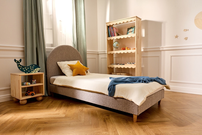 Lit Arche Bouclé 90x190 cm - Gris - 2
