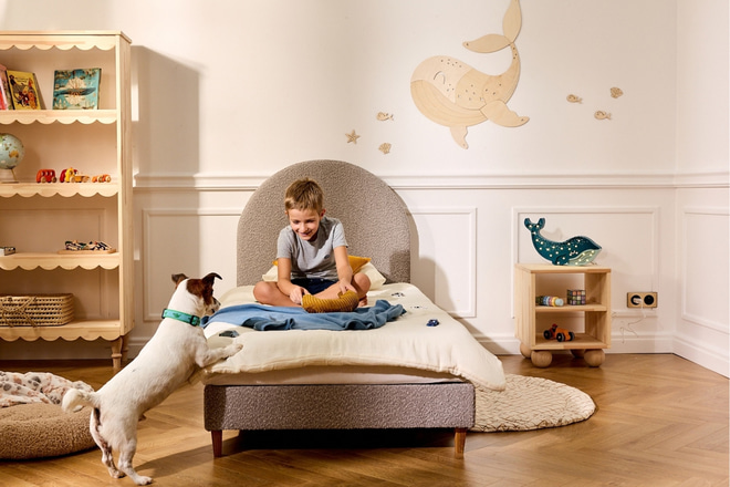 Cama Arco Bouclé 90X190 cm - Cinzento - 5