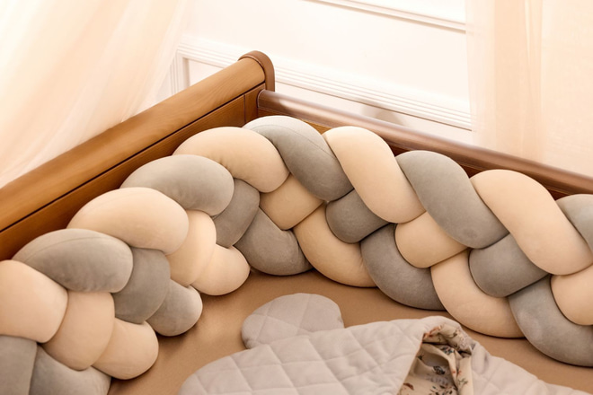 Sage Green and Almond Bed Bumper - 4 Ropes - 6